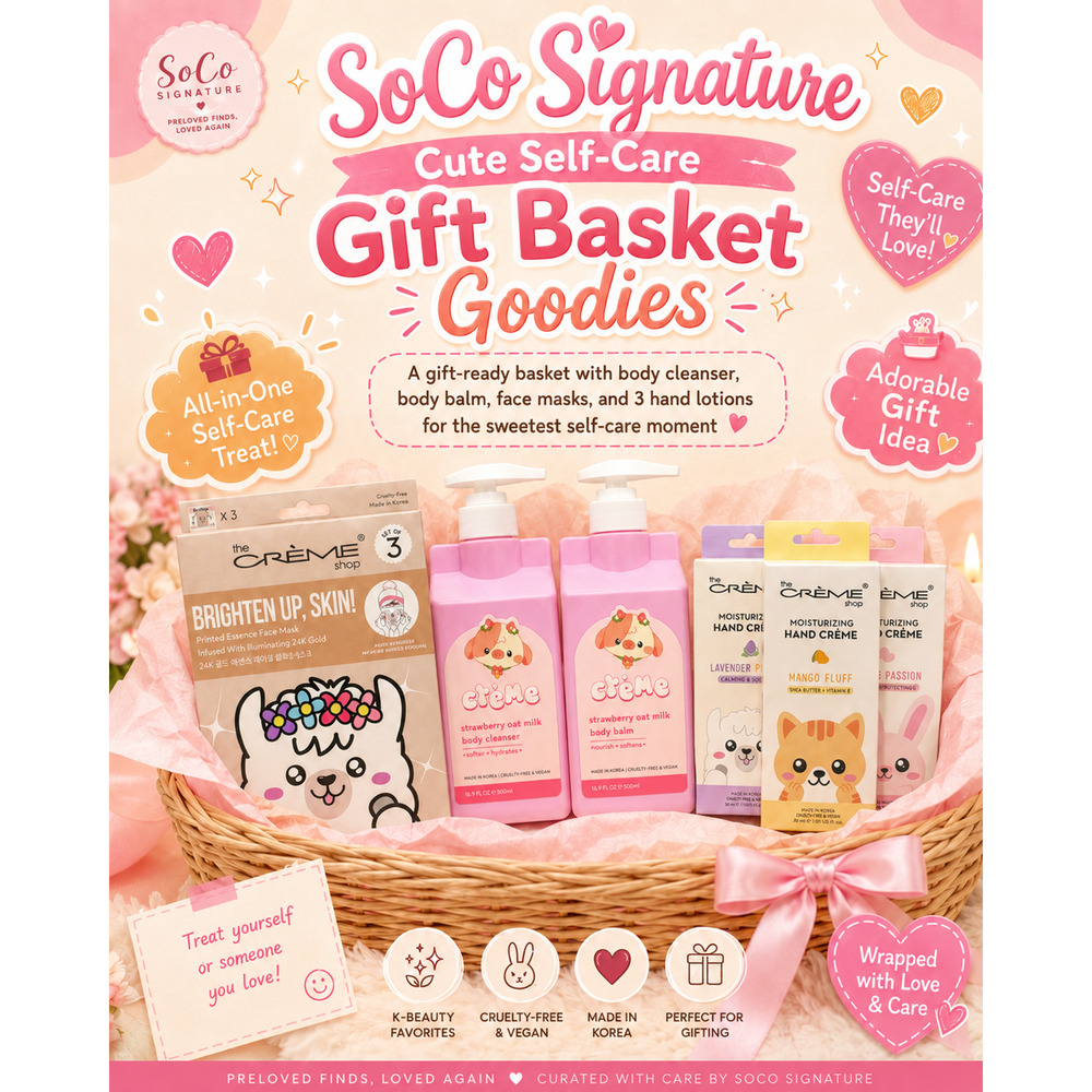 The Creme Shop Strawberry Oat Milk Body Wash Balm Face Masks Hand Cream Gift Set
